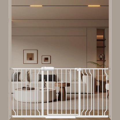 WAOWAO Baby Gate 71.65-85.03" Extra Wide Pressure Mounted Walk Through Swing Auto Close Safety Metal Black Toddler Kids Child Dog Pet Puppy for Stairs,Doorways,Kitchen