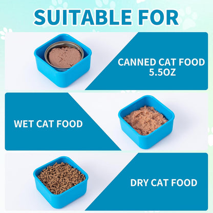 SLSON Cat Can Cover 5.5 oz Canned Food Storage Container, 2Pack Silicone Can Sealer with Airtight Lids Compatible with 5.5oz Friskies & 3.5oz Cesar Pet Cans for Fridge to Keep Fresh (Beige and Grey)