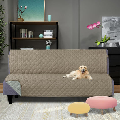 U-NICE HOME Reversible Sofa Cover Washable Couch Cover for Dogs Friendly with Elastic Straps Water Repellent Furniture Protector for 3 Cushion Couch (Sofa, Coffee/Beige) - Colors B