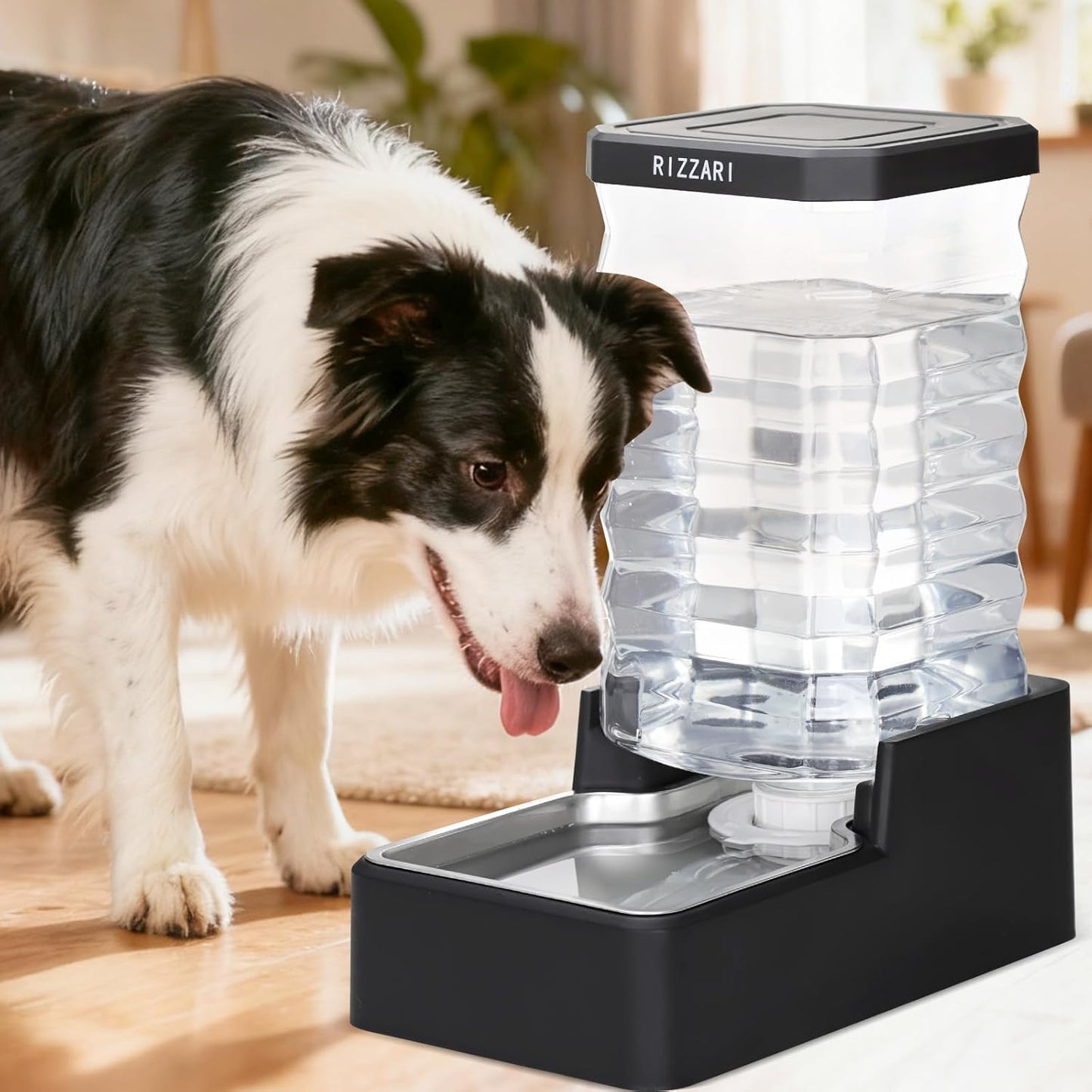 RIZZARI 10L Stainless Steel Dog Water Dispenser – Large Capacity Gravity Auto-Refill Waterer with Anti-Tip Design for Large Dogs, Ideal for Living Rooms, Offices & Indoor Pet Spaces