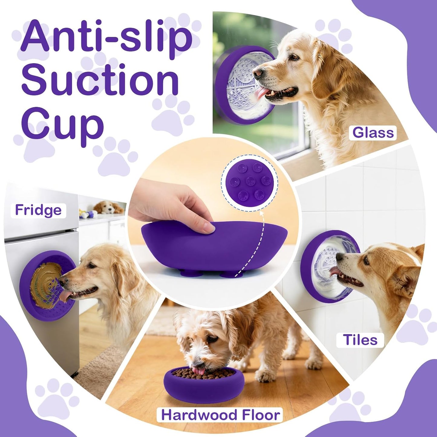 Dog Lick Bowl, BPA Free Silicone Slow Feeder Licking Mat with Strong Suction for Dog, Non-Slip Freeze Licking Bowl for Anxiety Relief & Boredom, Dishwasher(Blue, Large)