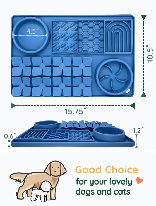 Slow Feeder Bowl, Silicone Lick Mat with Suction Cups for Dog Cat, Snuffle Mat for Pet Smell Training, Puzzle Toys for Bored Puppy, Interactive Sniff Mat for Slow Eating and Keep Busy, Green