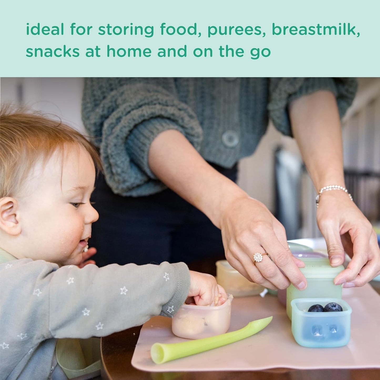 Olababy Clear Sense Silicone Storage Containers 4pk for Baby Food, Snacks, Formula, Puree, Sauce & More | Micro Plastic & BPA-Free | Daycare Essentials for Toddlers and Kids (Lilac, 2 oz / 60 ml)