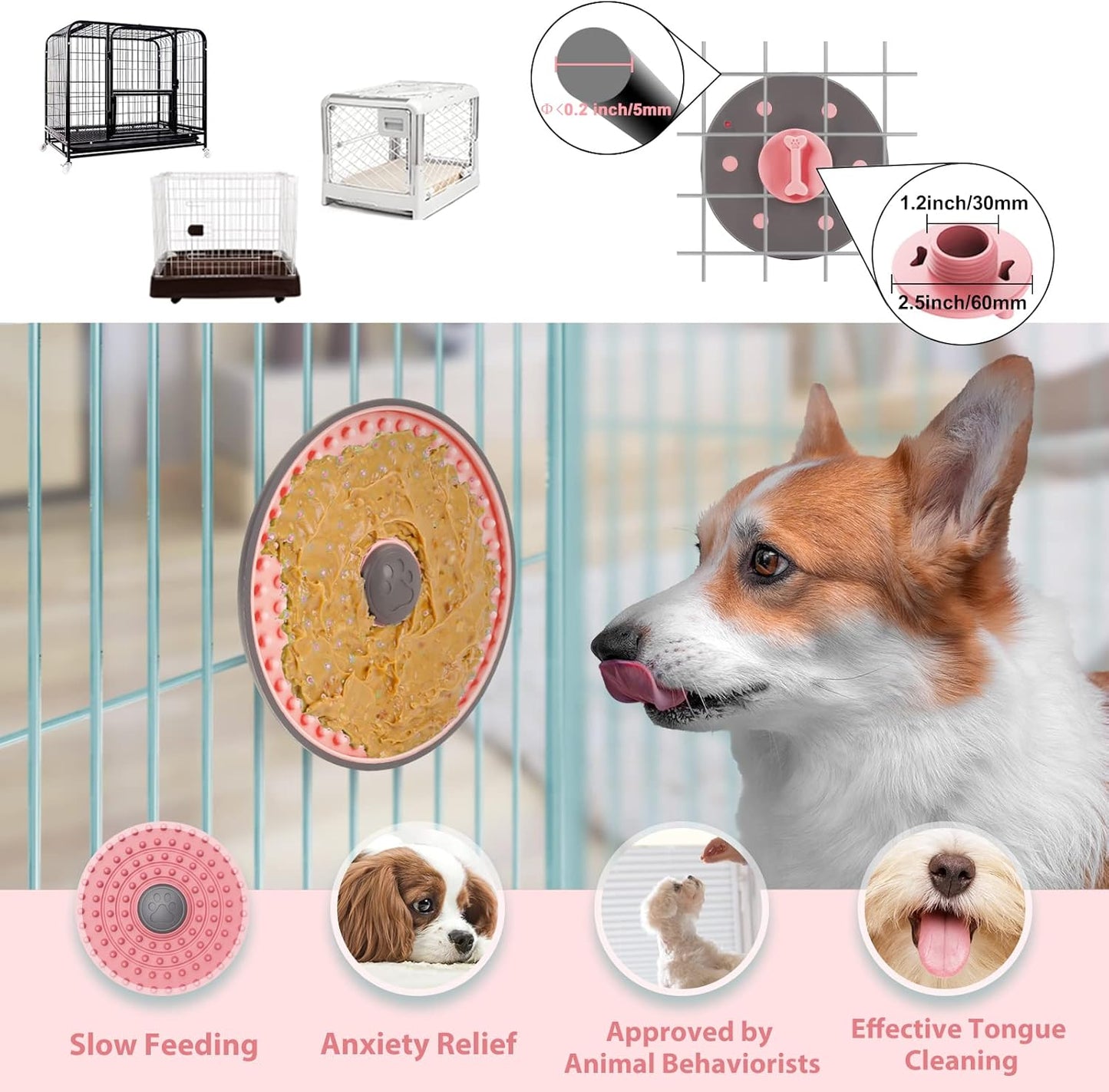 Lick Mat for Dogs, Dog Crate Lick Pads Slow Feeder, Lick Pad Crate Training Toy Crate Lick Plate,Very Suitable Peanut Butter, Treats Yogurt, Bolognese, for Boredom Relief Licking Pad