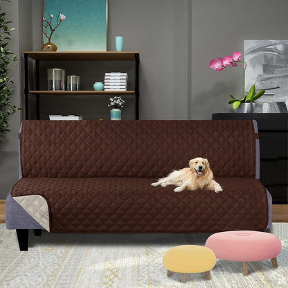 U-NICE HOME Reversible Sofa Cover Washable Couch Cover for Dogs Friendly with Elastic Straps Water Repellent Furniture Protector for 3 Cushion Couch (Sofa, Coffee/Beige) - Colors B