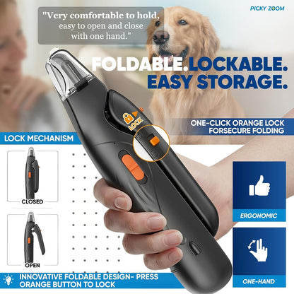 2-in-1 Dog & Cat Nail Clippers and Grinder with Light – Upgraded Safety Guard to Avoid Overcutting, Sharp Blade, Painless Quiet Pet Nail Claw Trimmers, Professional Grooming Tool for Large Small Pets