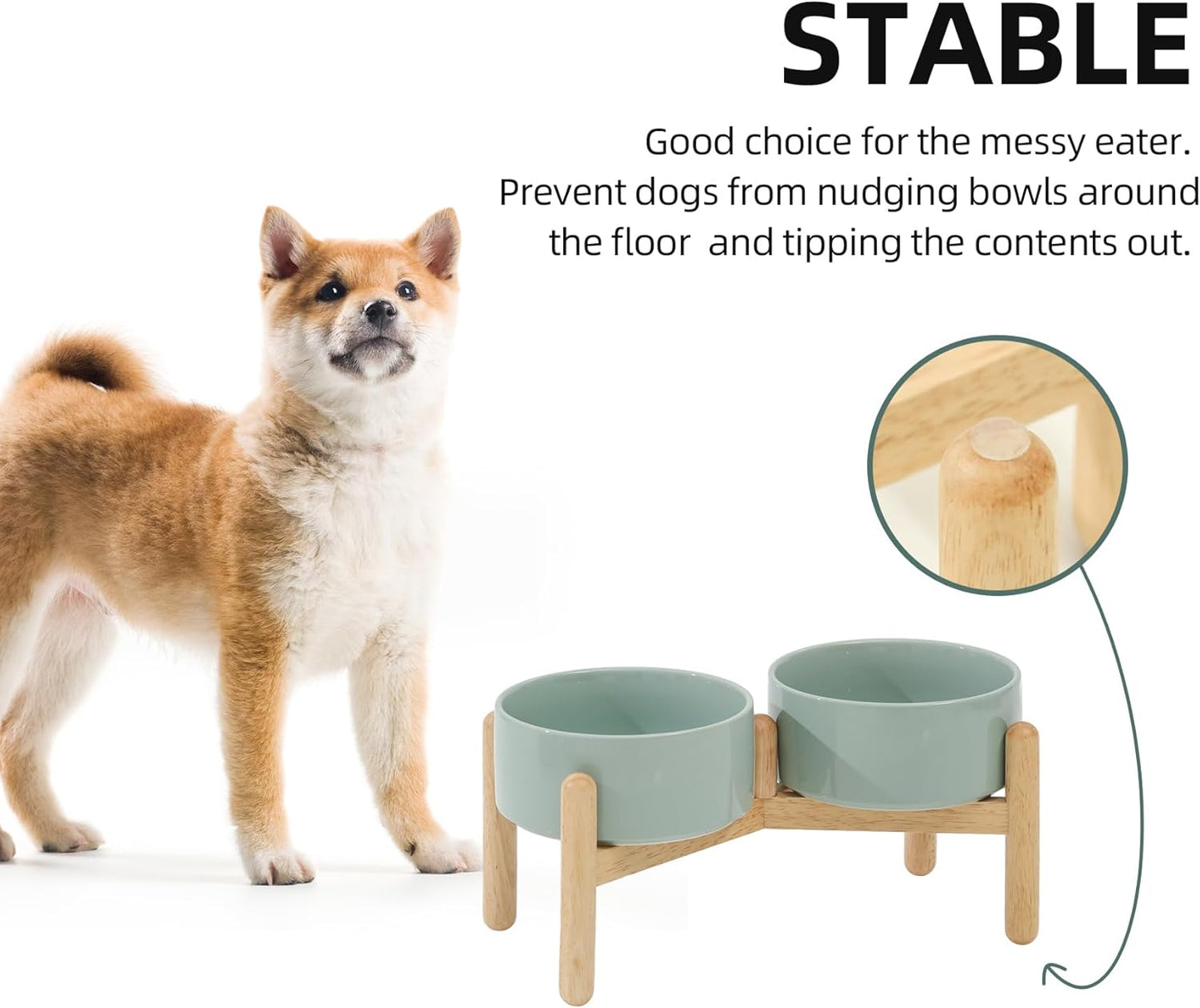 Havniva 8.3inch Ceramic Raised Dog Bowl with Stand, Elevated Dog Bowls for Large Breed Dog Food and Water Bowl Non-Slip Dog Dish Large Capacity Feeding Pet Water Bowl