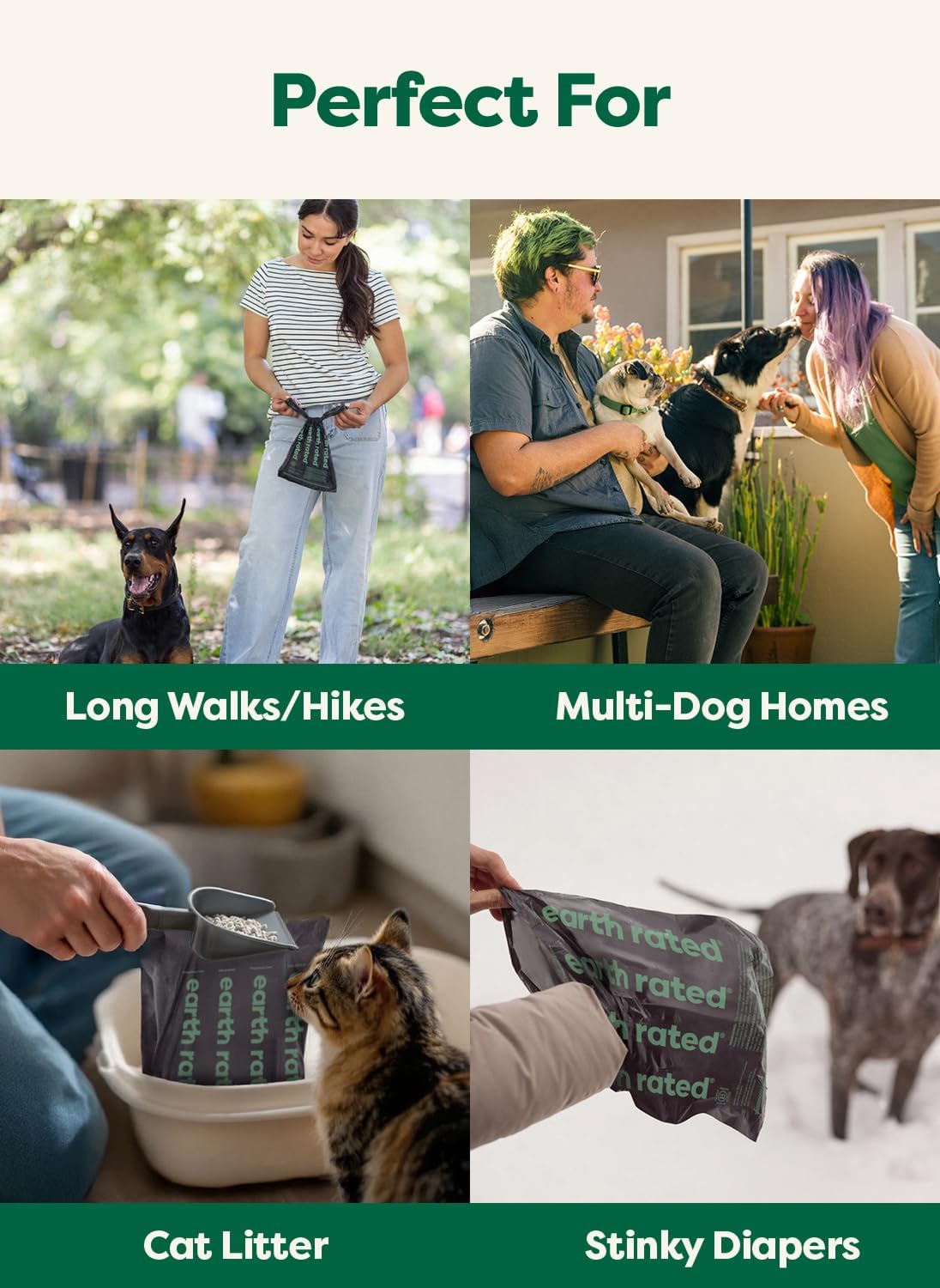 Earth Rated Dog Poop Bags Value Pack, Leak-Proof and Extra-Thick Pet Waste Bag for Big and Small Dogs, Refill Rolls, Unscented, 600 Count