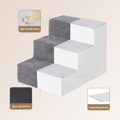 EHEYCIGA Dog Stairs for High Bed 22.5" H, 5-Step Dog Steps for Bed, Pet Steps for Small Dogs and Cats, Non-Slip Balanced Pet Ramp Indoor, Grey