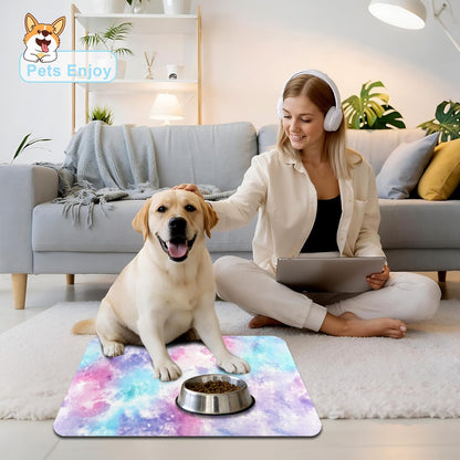 Dog Food Mats for Floors Waterproof Mat for Cat Food and Water Bowls - Absorbent Quick Dry Non Slip Mat for Pet Feeding