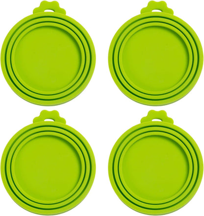 PINE & LINEN 4 Pcs 2.5inch Durable Pet Can Lids, Silicone Small Pet Can Covers Waterproof Cat Food Cans Lids for 3 oz Cat Food Cans（Yellow+Red+Pink+Blue）
