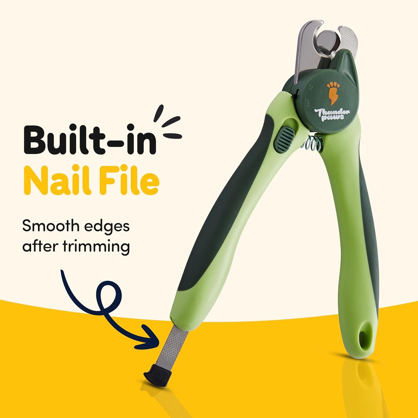LED Dog Nail Clippers with Light, Trimmers with Protective Guard, Quick Sensor, Safety Lock and Nail File - Suitable for Large and Small Dogs & Cats (Yellow, LED)