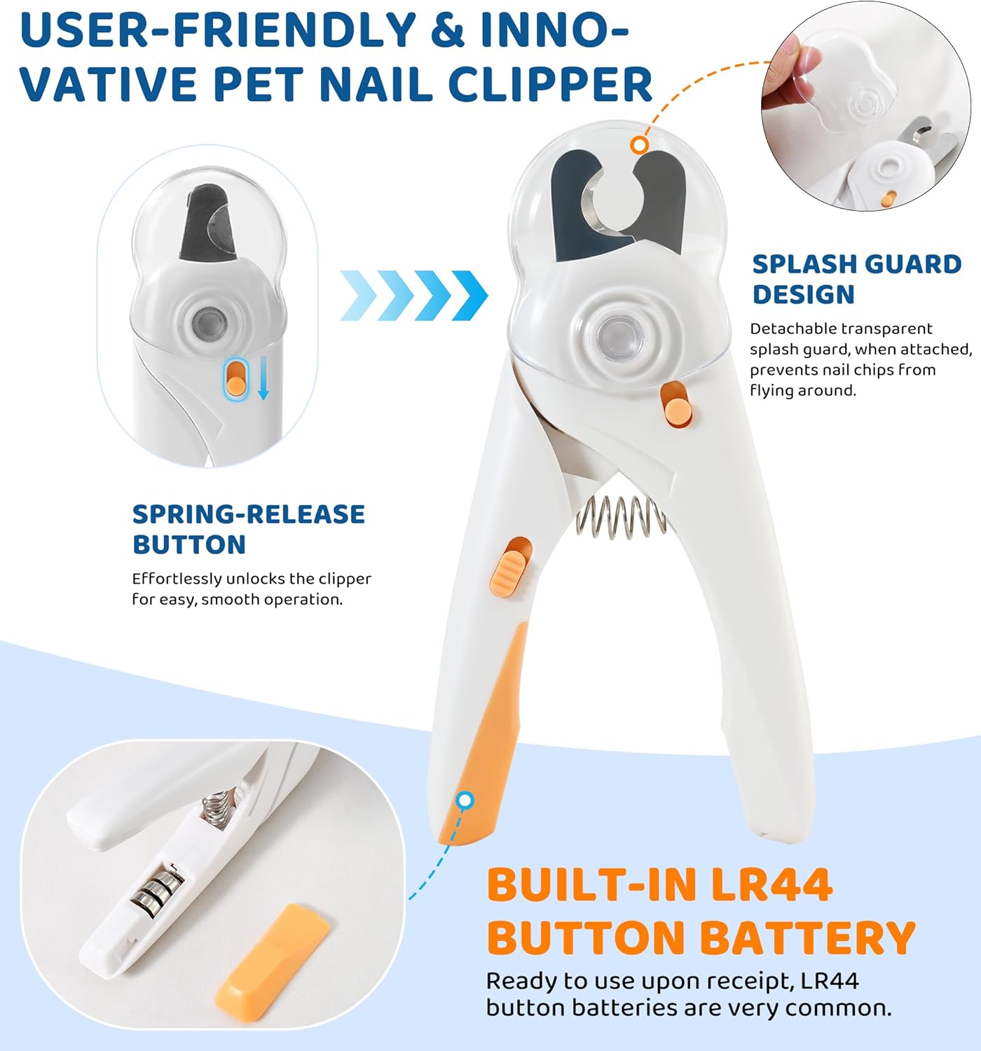 Pet Nail Clipper with Light for Cats & Small Dogs Puppies, Ultra Bright LED to Illuminate Nail Bloodline to Avoid Over Cutting, Extra-Sharp and Durable Cat Claw Trimmer with Nail File (Green)