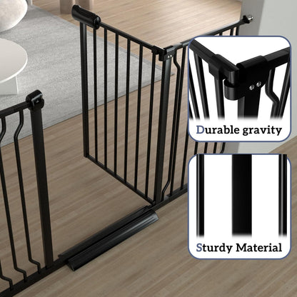 Extra Wide Baby Gates for Doorways 71.65"-85.82" Extra Wide Baby Gate Dog gate Pressure Mounted No Drilling with Walk-Through, Auto-Close & Dual-Direction Swing for Large Wide Opening Black