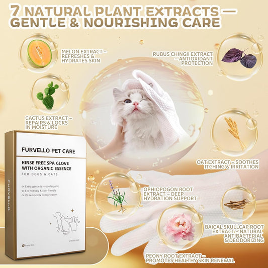 Pet Glove Wipes for Dogs and Cats 20 Count Dog Cleaning Wipes for Paws and Butt Waterless Dog Bath Wipes Hypoallergenic Fragrance Free with 10 Sealing Stickers and 5 Drying Towels