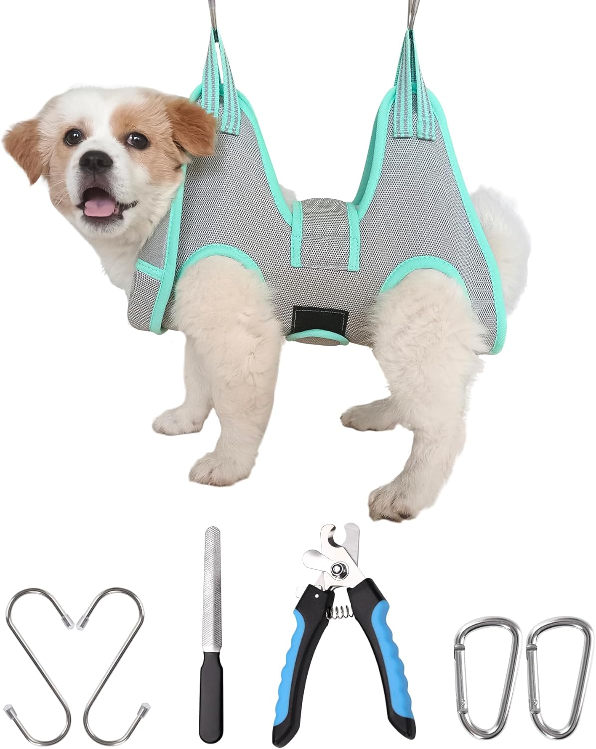 Kkiimatt Dog Grooming Hammock Harness, Small Dog Groming Sling, Gray Dog Hanging Harness for Nail Trimming,Dog Nail Clipping Hanger Restraint Holder