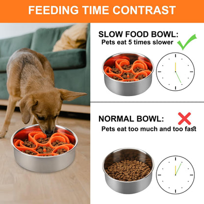 Anipaw Dog Slow Feeder Bowls Silicone Spiral Pet Food Feeder Insert to Slow Down Eating for Large Medium Small Breed Dogs Perfect with Stainless Steel Glass Ceramic Pet Bowls (Grey)