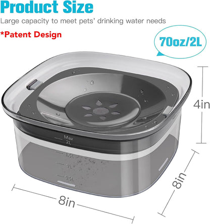 UPSKY 70oz Dog Water Bowl 2L No Spill Dog Bowls Large Capacity Spill Proof Slow Water Feeder, No Splash Pet Water Dispenser Vehicle Carried Travel Slow Drinking Bowl for Messy Drinkers