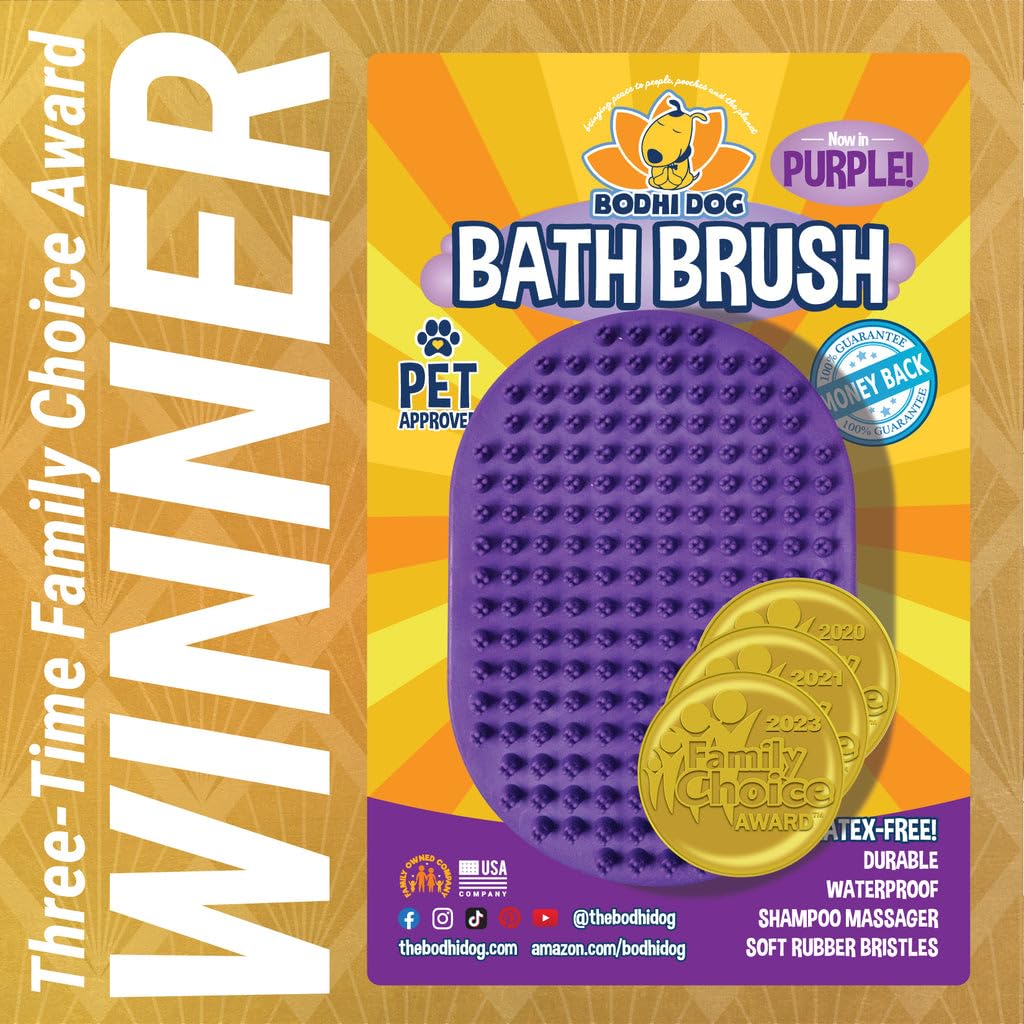 Bodhi Dog Shampoo Brush - Pet Grooming & Bath Supplies for Dogs and Cats - Bath Brush for Long & Short Hair - Premium Scrubber for Shower, Bathing & Massage (One Pack, Blue)