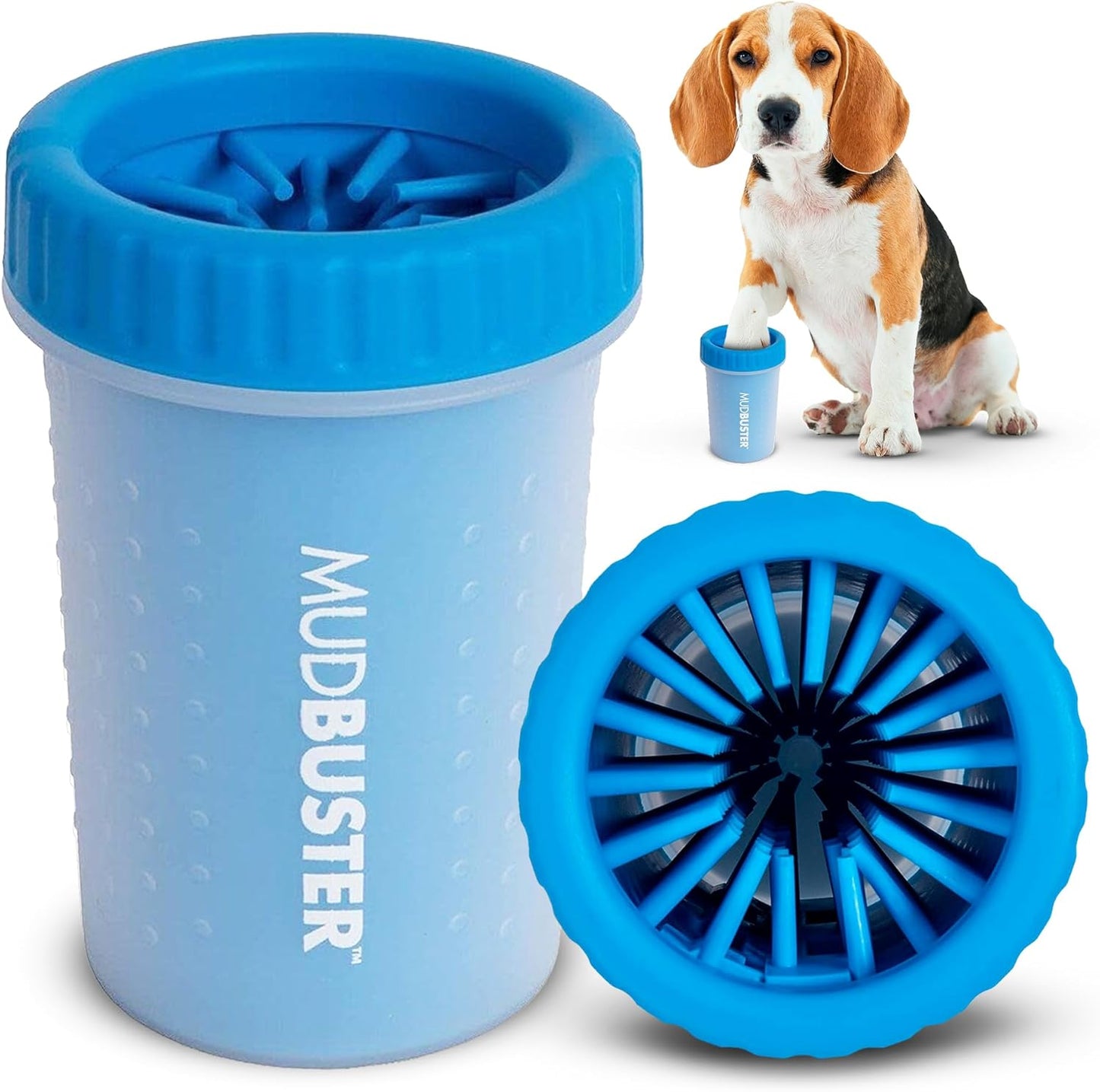 Dexas MudBuster Medium Dog Paw Cleaner in Fuchsia - Fits 1.5"-2.5" Wide Paws, Portable Paw Washer for Muddy Paws, Dog Paw Cleaning Cup with Gentle Silicone Bristles, Quick Clean Pet Paw Washer