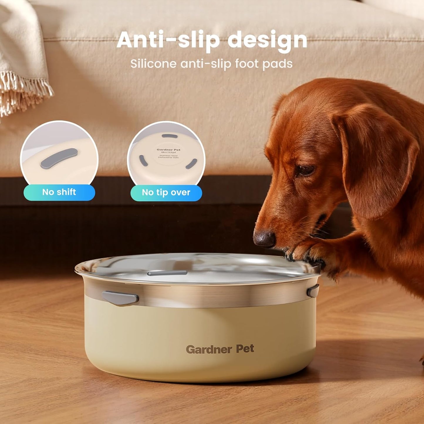 Gardner Pet Slow Water Bowl for Dogs – No Spill, Anti-Splash Floating Plate Design, Slows Drinking to Reduce Mess, Keeps Water Clean & Floors Dry, 3.8L(White)