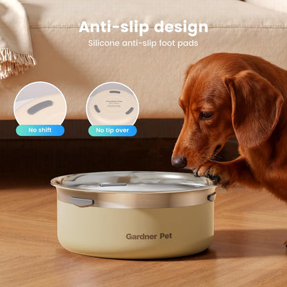 Gardner Pet Slow Water Bowl for Dogs – No Spill, Anti-Splash Floating Plate Design, Slows Drinking to Reduce Mess, Keeps Water Clean & Floors Dry, 3.8L(White)
