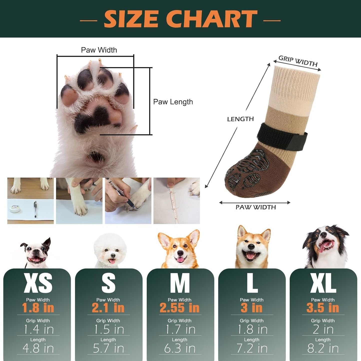 EXPAWLORER Anti Slip Dog Socks to Prevent Licking Paws, Dog Shoes for Hot Pavement Walk, Dog Booties for Hardwood Floors, Dog Boots & Paw Protectors with Grippers for Small Medium Large Senior Dogs M