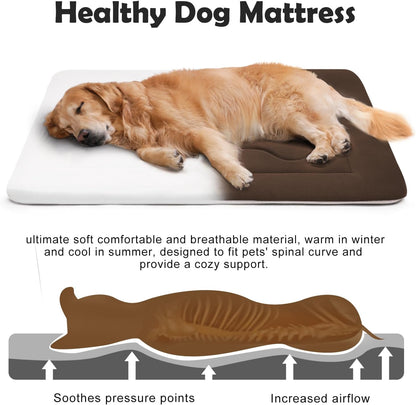 Large Dog Bed Soft Dog Crate Pad Mat 42 in Non-Slip Bottom Washable Dog Sleeping Mattress Pet Beds Cat Bed Kennel Pad, Dark Gray