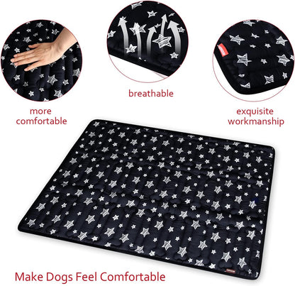 Dog Crate Bed Mat (36" X 23"), Soft Dog Bed Mat with Cute Stars, Personalized Crate Pad, Anti-Slip Bottom, Machine Washable Kennel Pad
