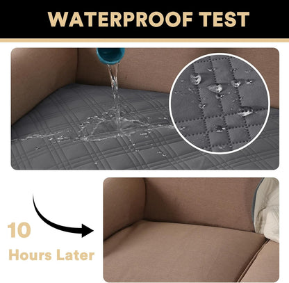 PrinceDeco 100% Waterproof Couch Cover for 3 Cushion Couch Sofa Pet Friendly Non-Slip Couch Cover for Dogs Washable Water Resistant Furniture Protector with Elastic Straps(Sofa 68", French Oak)