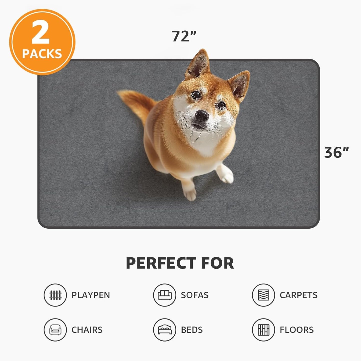 Dog Pee Pad Washable Extra Large, Instant Absorb Thicker Training Pads Non-Slip Pet Playpen Mat, Waterproof Reusable Floor Mat Ideal for Puppy Senior Dog Whelping Incontinence Housebreaking 65x48 Inch