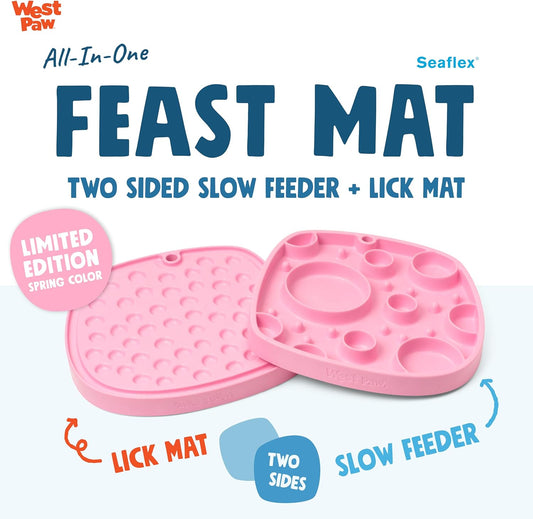 West Paw Seaflex Bubbles Feast Mat – All-in-One, Slow Feeder, Lick Mat – Encourages Foraging & Food Exploration - Engages Picky Eaters & Slow Feeding - Versatile – Easy to Clean, Non-Toxic - Tropic