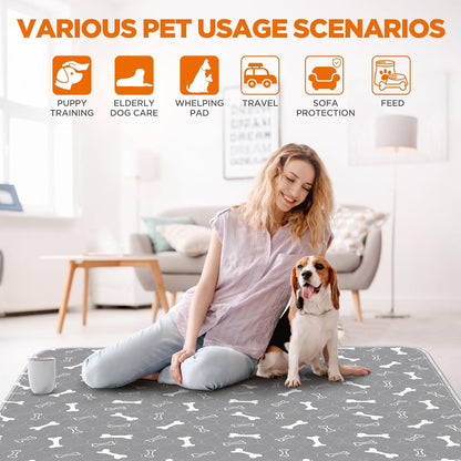 Washable Pee Pads for Dogs, 2Pack Reusable Puppy Pads, Fast Absorbent Dog Pee Pads for Crate Pet Training Pads, Waterproof Whelping Pads for Dogs Bed Mat Crate Indoor (Grey, 18x24)