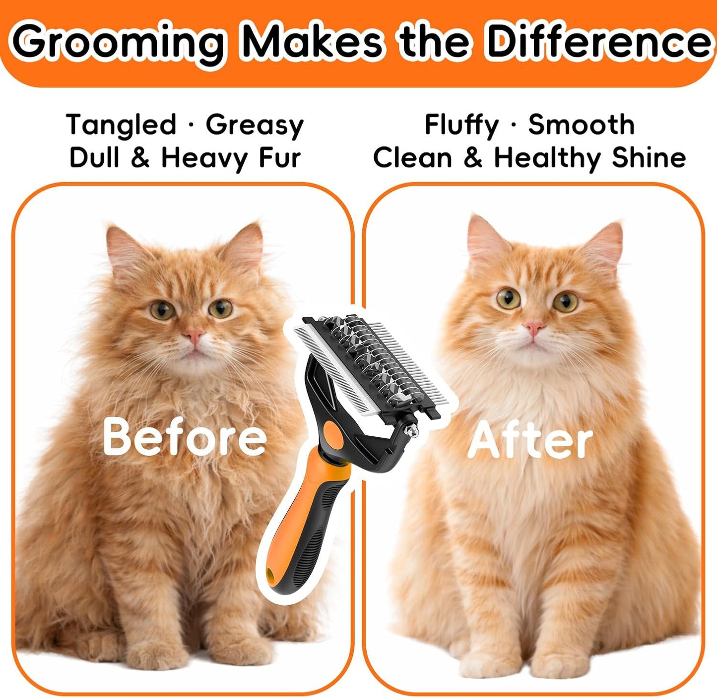 3-in-1 Professional Pet Grooming Brush for Dogs & Cats – Dematting Comb, Undercoat Rake & Deshedding Tool for Long & Short Hair, Heavy Shedding & Matted Fur (Blue)