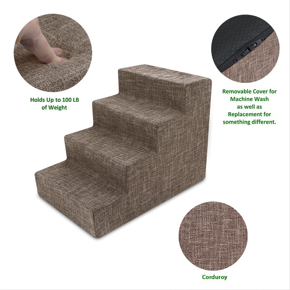 Best Pet Supplies Dog Stairs & Steps - Foam Steps for Small Dogs & Cats, Non-Slip Indoor Balanced Pet Step Support, Dog Ramp, No Assembly, Pale Teal, 3-Step (13.5-inch Height)
