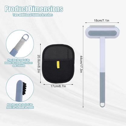 Pet Hair Remover, 4 in 1 Multifunctional Pet Remover Mitt Tool Reusable Long Handle Dog Hair Grooming Brush Magic Cat Fur Removal Glove Scraper Suitable for Couch Carpet Furniture