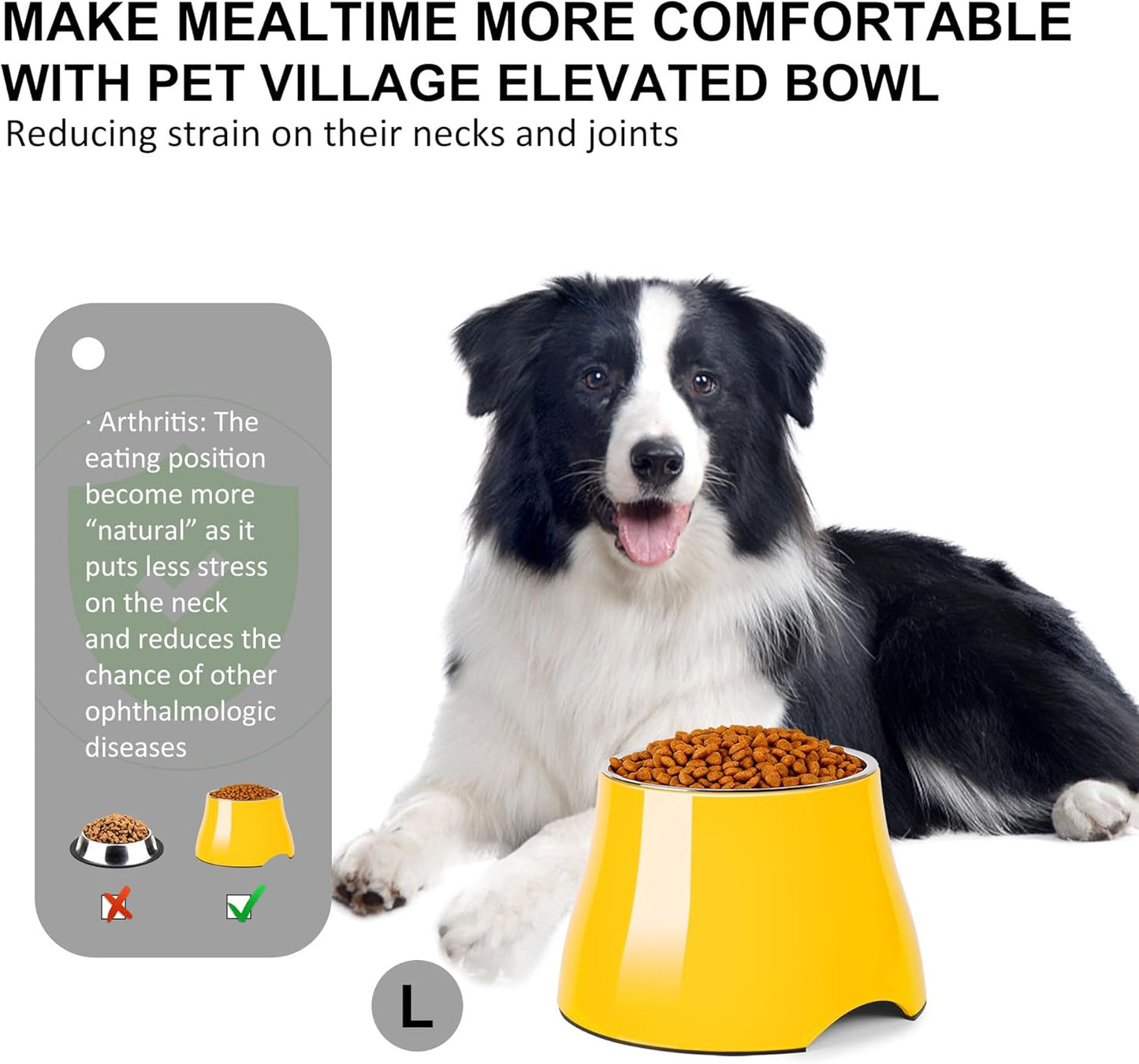 Dog Bowls,Cone Friendly Non Slip Single Dog Bowl with Stainless Steel Inner, Raised Bowls for Small Dogs Spaniel Dogs Long Ear, High Capacity, M/2 Cup Pink