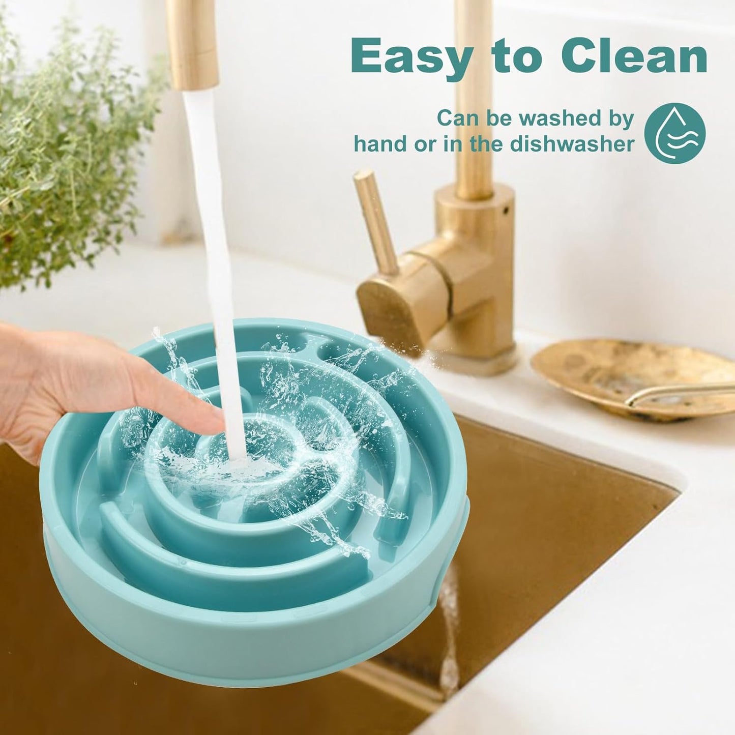 Ceramic Slow Feeder Dog Bowls with Anti-Slip, Slow Feeder & Non-Slip Design, Boredom and Anxiety Reducer, Suitable for All Breed Dogs and Cat (Ceramic-White)
