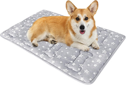 Dog Crate Bed Mat (36" X 23"), Soft Dog Bed Mat with Cute Stars, Personalized Crate Pad, Anti-Slip Bottom, Machine Washable Kennel Pad