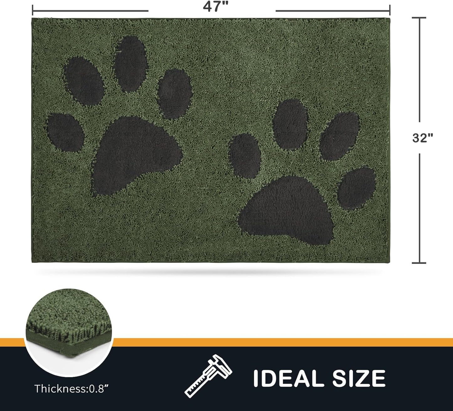 PURRUGS Dirt Trapping Door Mat 20" x 31.5", Non-Skid/Slip Machine Washable Microfiber Entryway Rug, Dog Doormat, Super Absorbent Welcome Mat for Muddy Wet Shoes and Paws, Grey