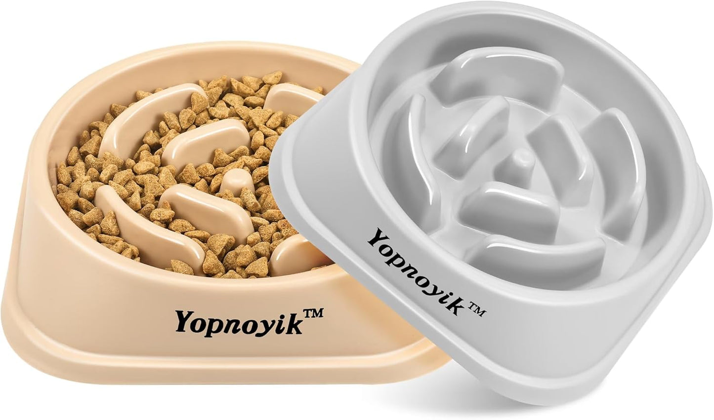 2 Pack Slow Feeder Dog Bowls for Healthy Eating, Non-Slip and Anti-Choking Design, Reduces Bloating & Overeating for Medium Dogs and Cats, Easy to Clean
