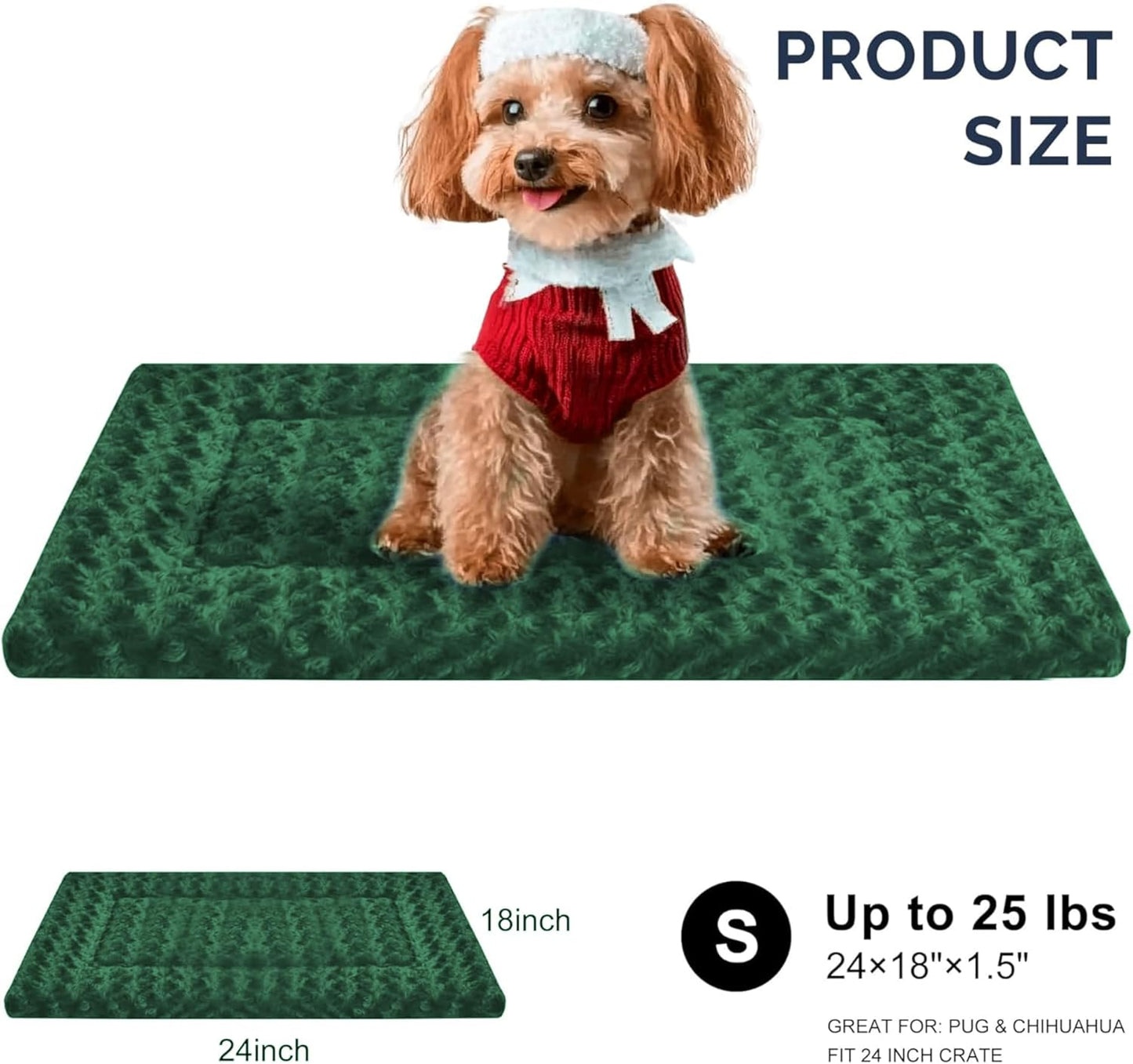 Dog Bed Mat, Reversible Crate Pad & Cute Dog Bed - Machine Washable Kennel Mat with Ultra Soft for Small Dogs (Cool/Warm), 24" x 18", Grey&Star
