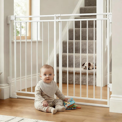 Baby Gate for Stairs & Doorways - Fits Openings 26 to 43 Inches Wide (Must Drill to Install) | 29" Extra Tall with No Bottom Bar | One-Handed Auto-Close Walk-Thru Gate for Kids & Pets, Black