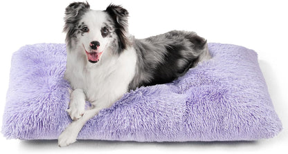 EHEYCIGA Fluffy Dog Crate Bed for Medium Dogs, Plush Faux Fur Crate Pad, Calming Anti Anxiety Medium Dog Bed, Washable Soft Warm Crate Mat with Non-Slip Bottom