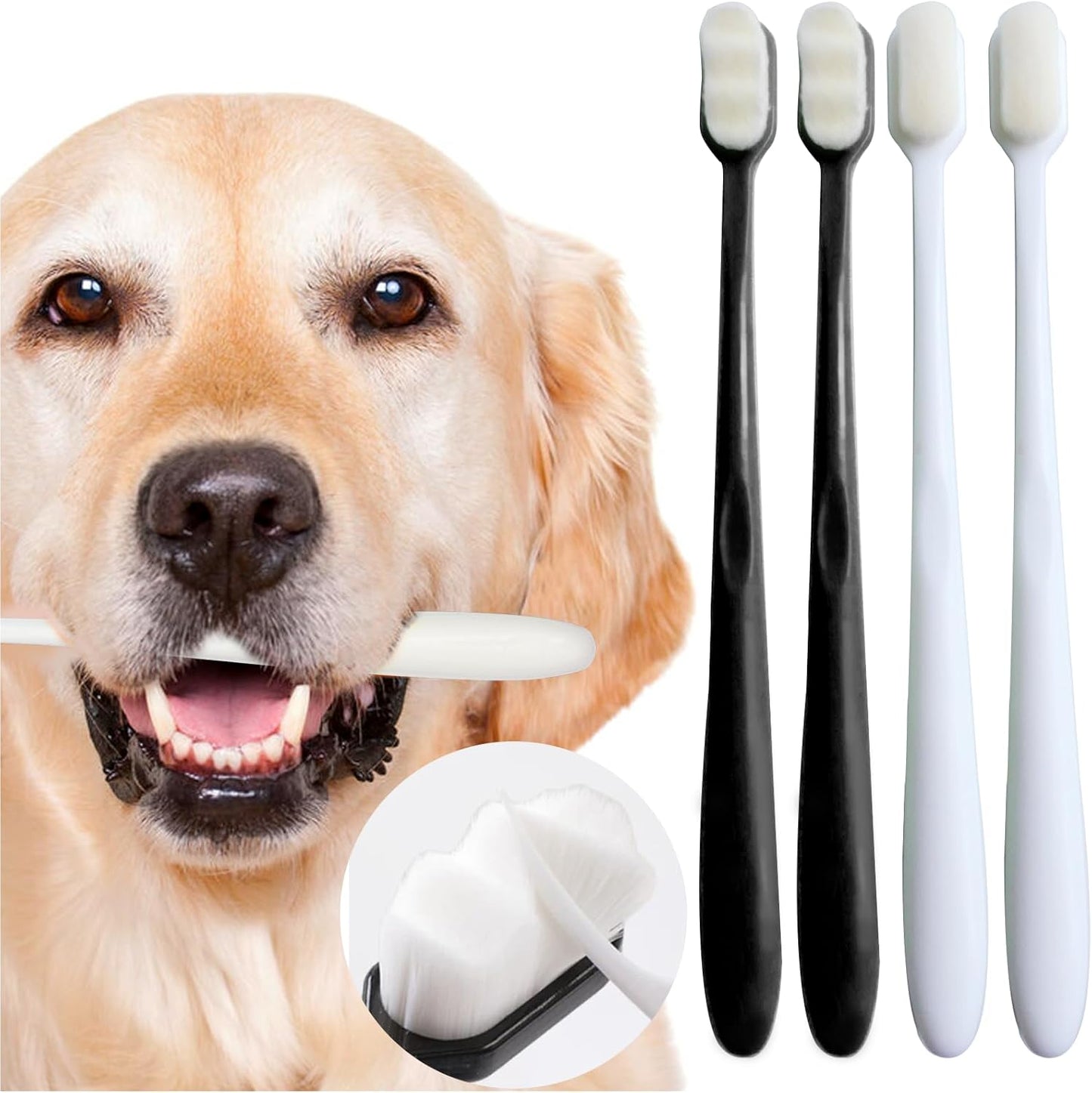 Dog Toothbrush Kit 2 Pack, Ultra Soft Pet Tooth Brush for Medium to Large Dogs & Cats, Animal Teeth Brushing Kit for Easy Dental Cleaning, 2 Pcs, Pink
