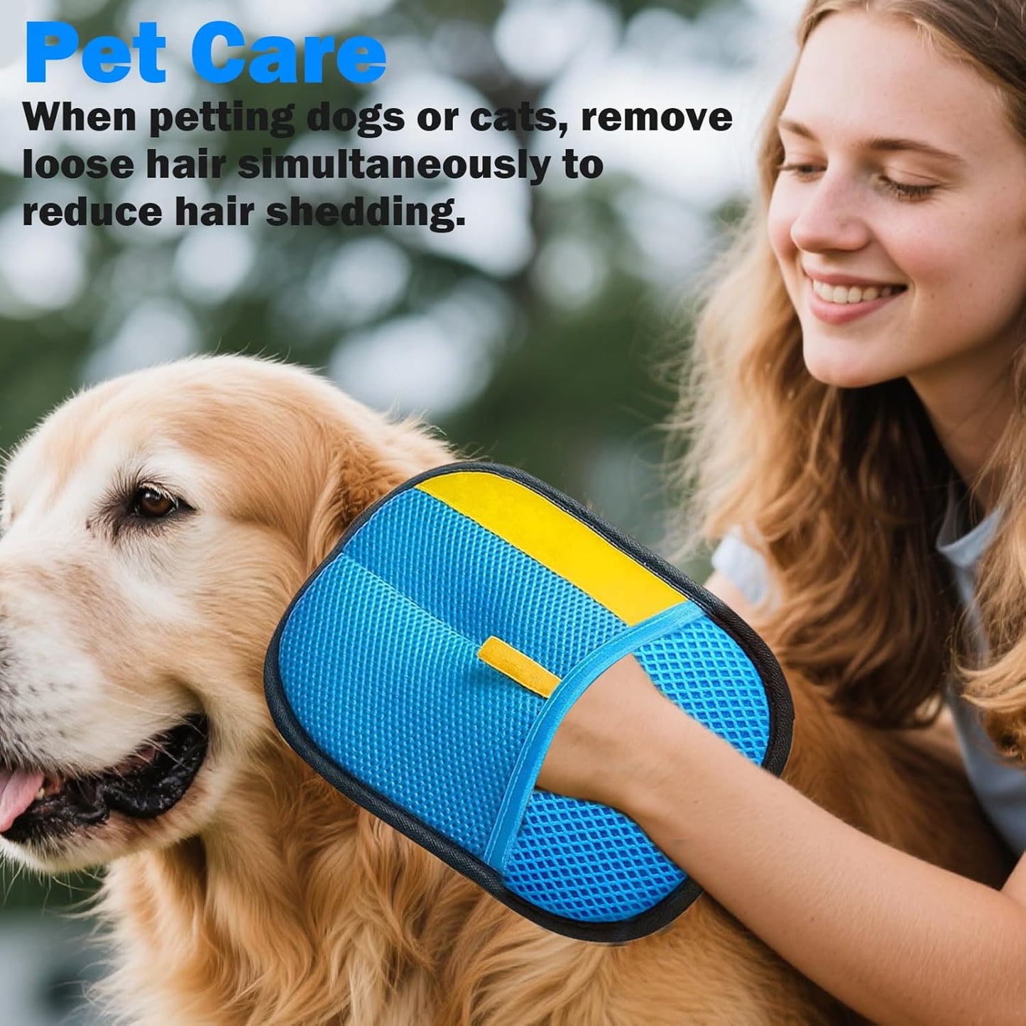 2 Pcs Pet Hair Removal Glove for Dogs & Cats,Reusable Strong Grooming Gloves,Hair Remover for Couch,Furniture, Carpet,Car Seats & Clothing (Blue)