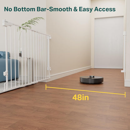 Cumbor 29.2–43" Baby Gate for Stairs, Hardware Mounted (Drill Required), Expandable No Bottom Bar Dog Gate, Auto Close Extra Wide Walk Thru, Pet & Toddler Proof Gate, Top & Bottom of Stairways(Black)