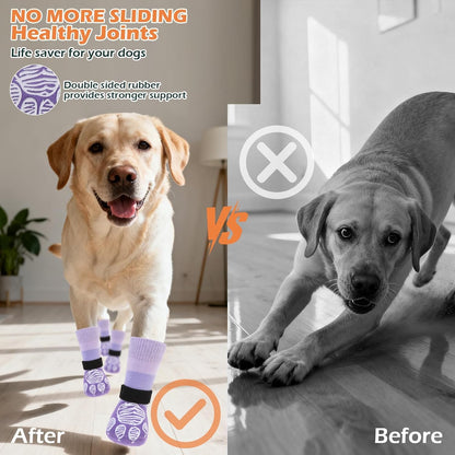 EXPAWLORER Anti Slip Dog Socks to Prevent Licking Paws, Dog Shoes for Hot Pavement Walk, Dog Booties for Hardwood Floors, Dog Boots & Paw Protectors with Grippers for Small Medium Large Senior Dogs M