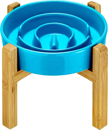 Ceramic Slow Feeder Dog Bowls, 2.0 Cups Slow Feeder for Medium Dogs, Puzzle Maze Bowl to Slow Down Eating, 30oz, 8in, White