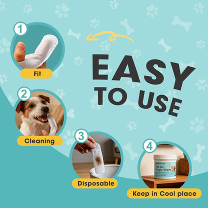 Dog Teeth Cleaning Wipes, Pet Dental Cleaning Finger Wipes Tooth Brushing Kit for Dogs Cats Remove Plaque Tartar Bad Breath Ear Wax, 50 Pcs Dog Healthy Mouth Tooth Wipes for Pets Daily Care, Coconut